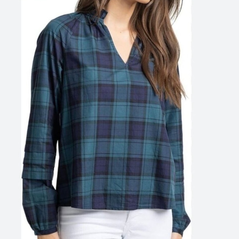 Southern Tide Aubree Plaid Top Green - Picture 8 of 8